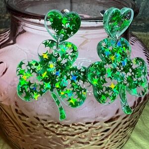 Green Shamrock Earrings